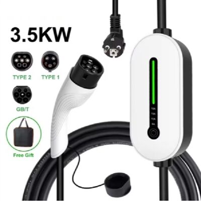 Portable EV Car Charger with Adjustable Current Output, Universal Compatibility, and 12-Protection Safety Suite